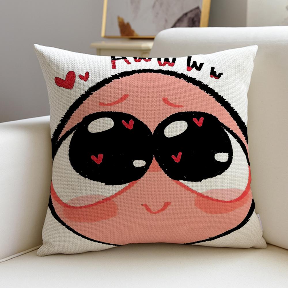 AAdorable Yellow EmojiS Cushion Cover Breathable and skinfriendly linen pillowcase square removable and washable cushion