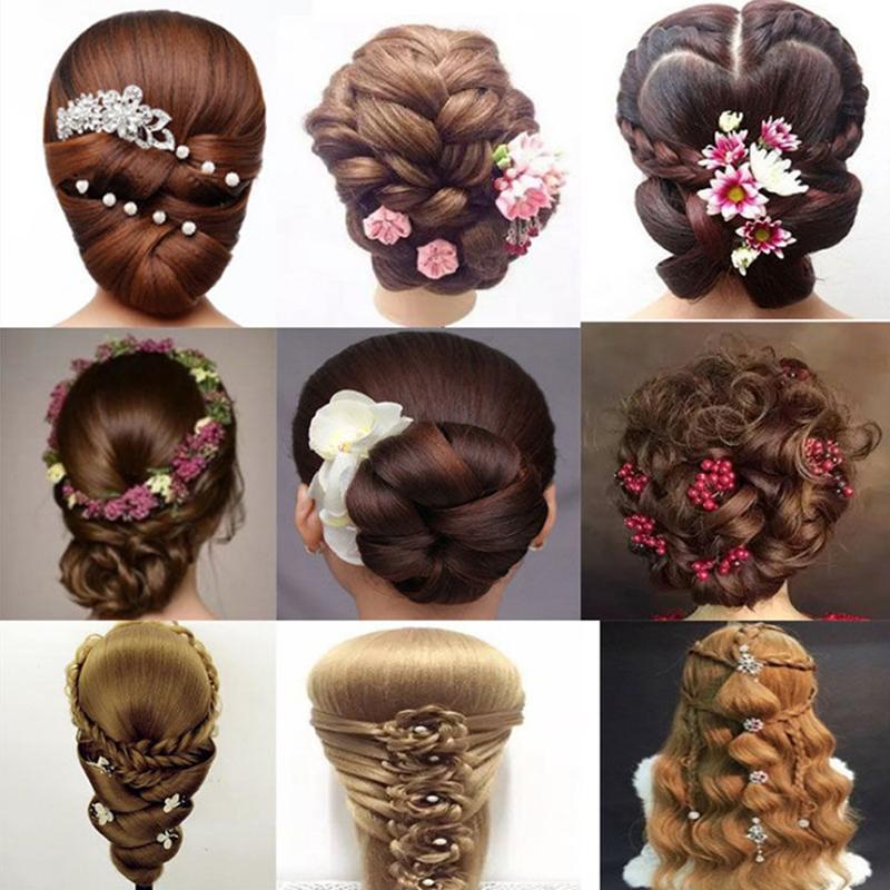 Голова манекена с волосами для укладки, окрашивания, стрижки, парикмахерская тренировочная голова