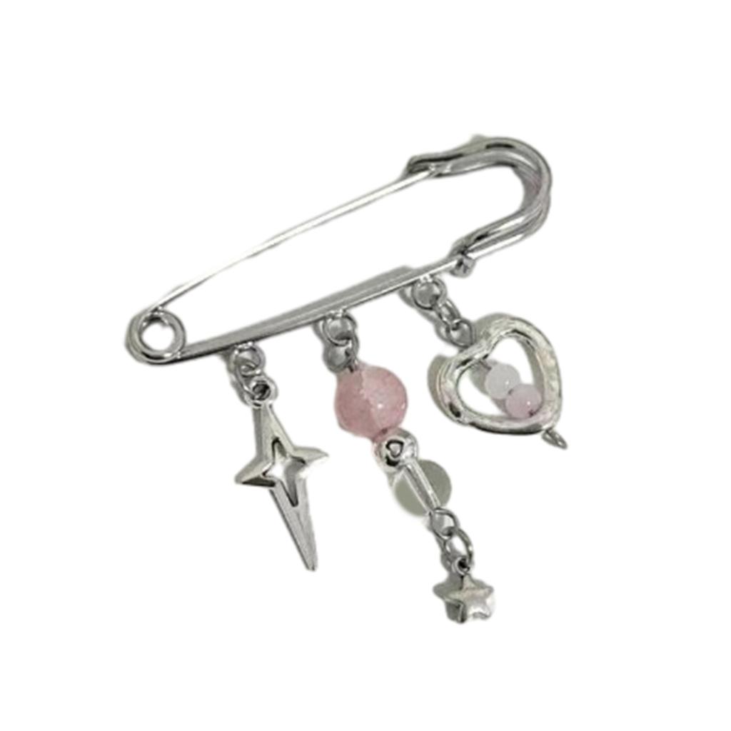 Beaded Lapel Pin with Chain Style Fashionable Women Brooch Handcrafted Breastpin Accessory Backpacks and Clothing Charm