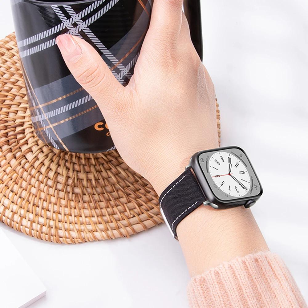 Тканевый ремешок для Apple Watch ремешок 49мм 46мм 40 41 38мм 44 45мм correa fabric Браслет для iwatch Серии 11 10 9 8 7 SE 6 ultra 3