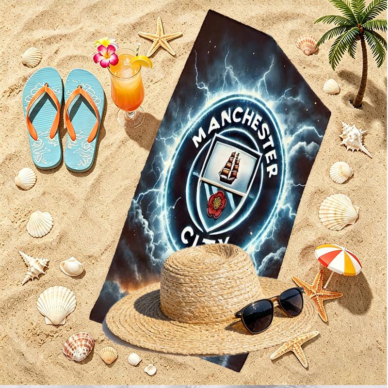Football team City FC Print Beach Towel, Versatile Lightweight Absorbent Beach Towel for Pool Surf Yoga Bathroom, Perfect Birthday Holiday Gift