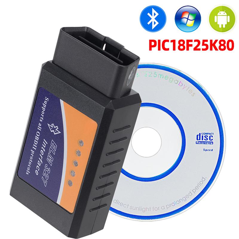 ELM327 Bluetooth V1.5 PIC18f25k80 Chip Diagnostic tool J1850 elm 327 V 1.5 for OBDII OBD2 vehicle android Torque OBD Scanner