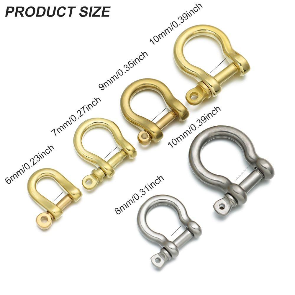 High Quality Shackle Fob Buckles Solid Brass Carabiner Key Ring Keychain Hook D Bow Staples