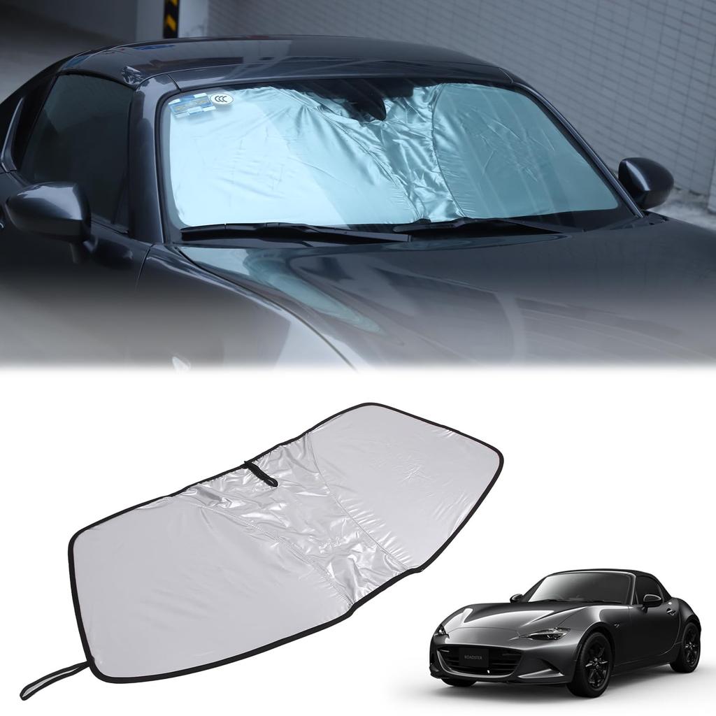 Hcilloend Sunshade for New Mazda Roadster RF ND Series Windshield Blackout Front Car Front UV Sun Includes Storage Easy Car Interior Protection for
