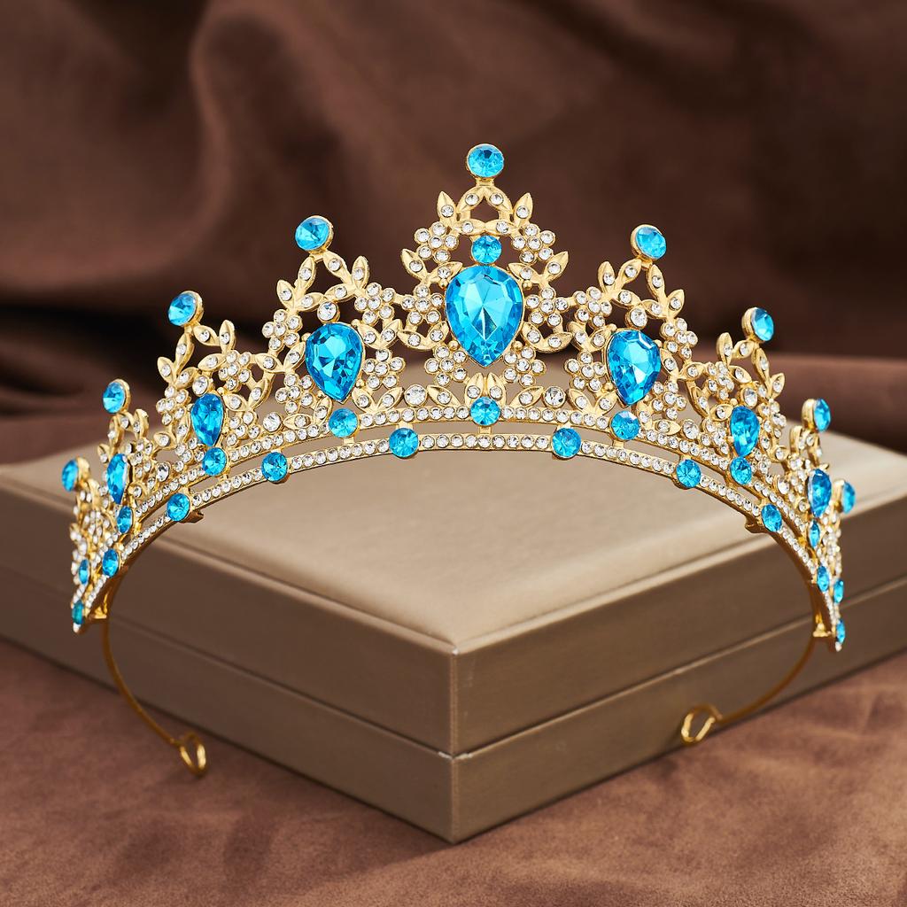 Европейская и американская свадебная корона, цветная повязка на голову со стразами, барочная корона из сплава, свадебное платье, аксессуары, аксессуары для волос
