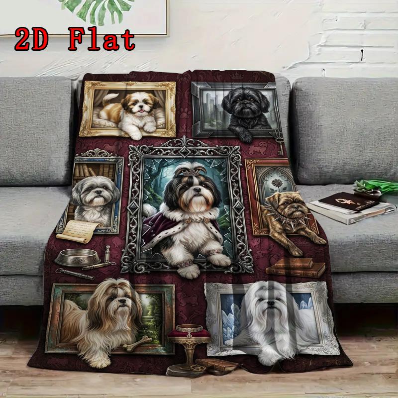 Royal Canine Portraits 2D Flat Pattern Flannel Blanket, High quality All Seasons, Home Decor, Warmth and Comfort, Perfect for Christmas Gifts.