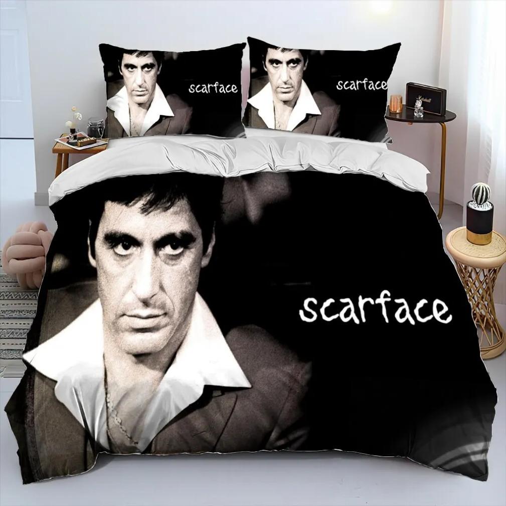 Tony Montana Scarfaces Duvet Cover Pillowcase Bedding Set Youth adults Girl Boys Bedroom Decoration 2/3pcs set Single Double