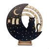 Wooden Perpetual Calendar Desk Accessories Modern Birthday Gift Round Wall Ornament Rotatable Moon