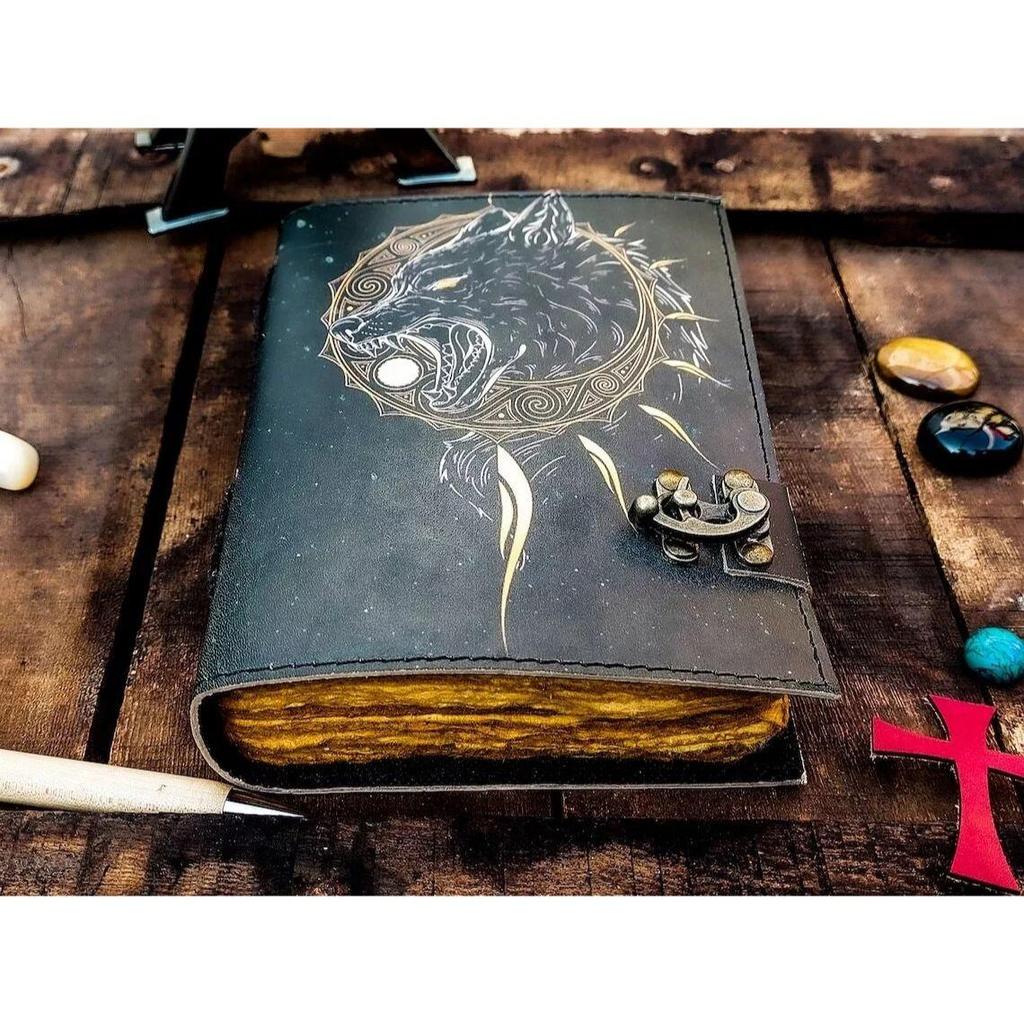 Wolf Handmade Leather Bound Journal Writing Notebook Diary Notepads