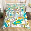 Пододеяльник с изображением гоночной машины, размер Queen, для мальчиков, комплект постельного белья с изображением строительной машины, серый, красные автомобили, дорожное движение, пододеяльник, 3 шт.