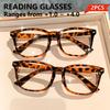 2pcs Chic Square Reading Glasses for Men & Women - Fashionable Glasses, Magnification From +1.0 To +4.0, Perfect for Reading Use