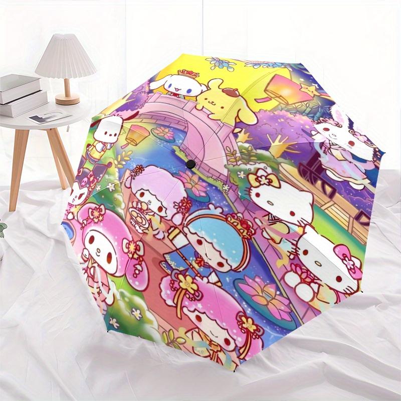 Sanrio's Mid-Autumn Festival Automatic Folding Umbrella - 3 Folding Design, Vivid Cartoon Pattern, Suitable for Outdoor Activities, A Gift for Fans In