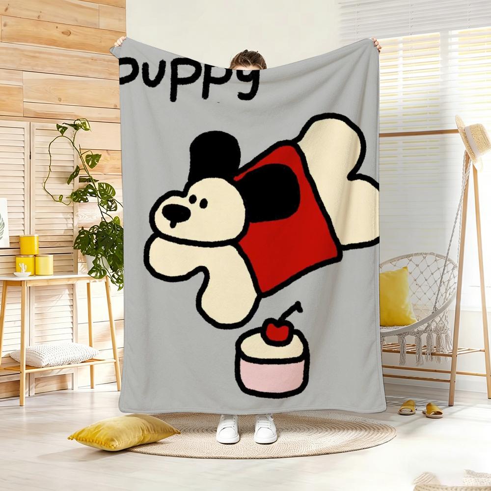 Pastel Cartoon Cute Animals Throw Lightweight 240g Flannel Blanket Soft Skin-friendly for Summer Cooling