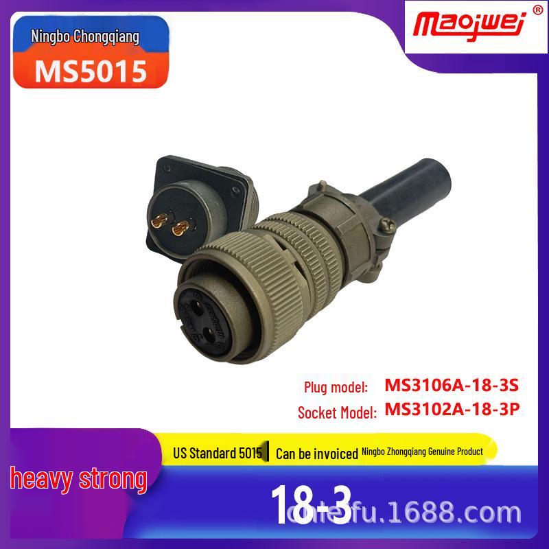 Heavy Duty 5015 2-Pin Male-Female Connector US Standard Plug MS3106A-18-3S Socket MS3102A-18-3P