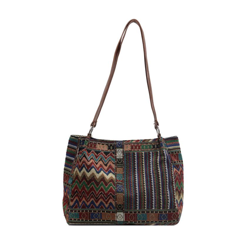 Большая вместительная сумка для женщин, новая модная женская сумка для поездок на работу, сумка-тоут в национальном стиле, холщовая сумка на одно плечо для женщин