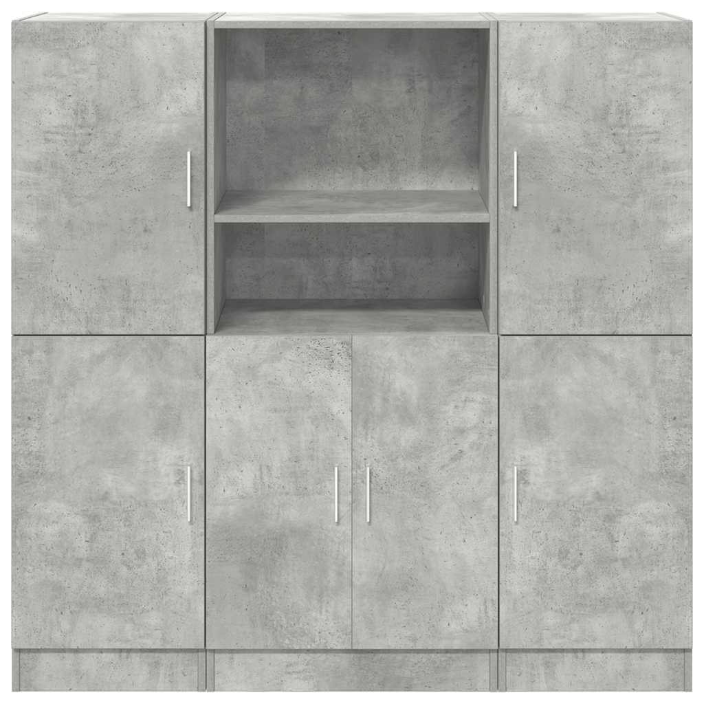 3 Piece Kitchen Cabinet Set Concrete Grey Particleboard