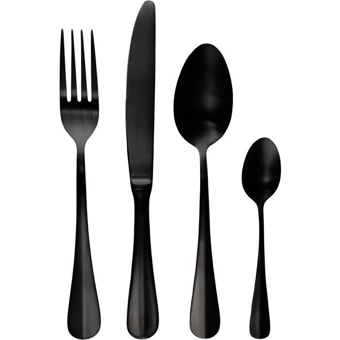 Couverts - COSY &amp; TRENDY - Eva 24 pcs - Noir mat - Inox - Moderne