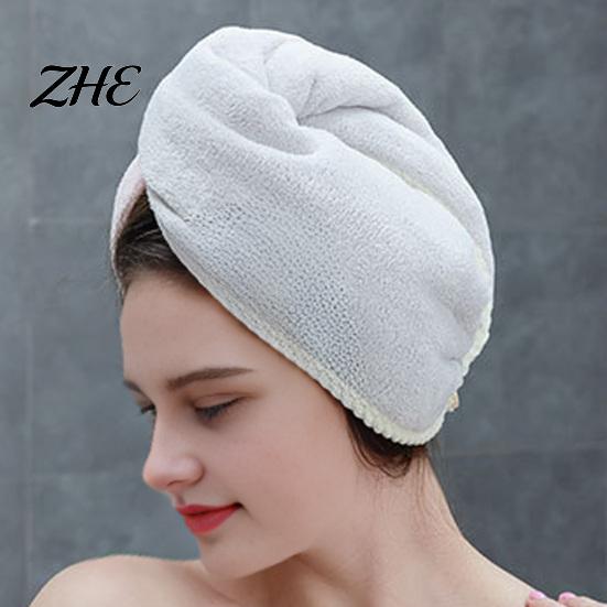 Quick Water Absorbing Cap Women Hair Towel Wrap, Microfiber Absorbent Turban, Dry, Coral Fleece Shower Wrap Anti-Frizz Drying for Long Thick