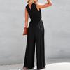 Women's Summer V-Neck Sleeveless Fashion Waist-slimming Sleeveless Jumpsuit