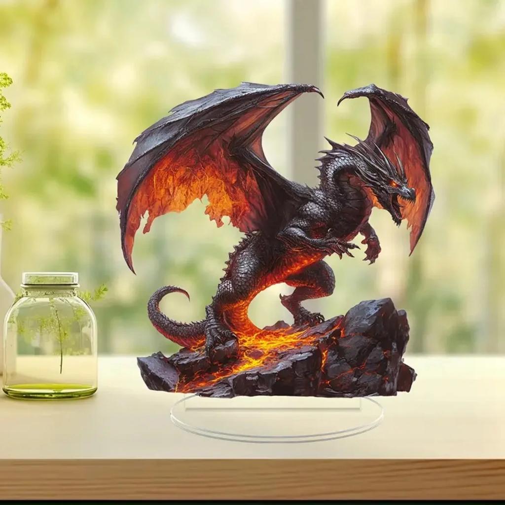 Flame Dragon 2D Flat Acrylic Tabletop Decor So Cool ,Home,Office,Cafe,room,Studio,Desktop Ornament Kit Gift sign