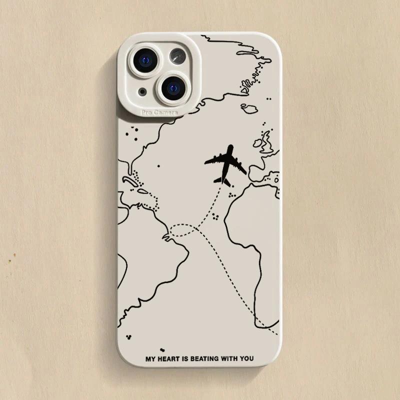 Вдохновленный путешествиями чехол для телефона с дизайном маршрута самолета для Samsung Galaxy S23 Ultra S22 Plus S21 FE A14 A34 A54 A33 A53 A32 Мягкий чехол