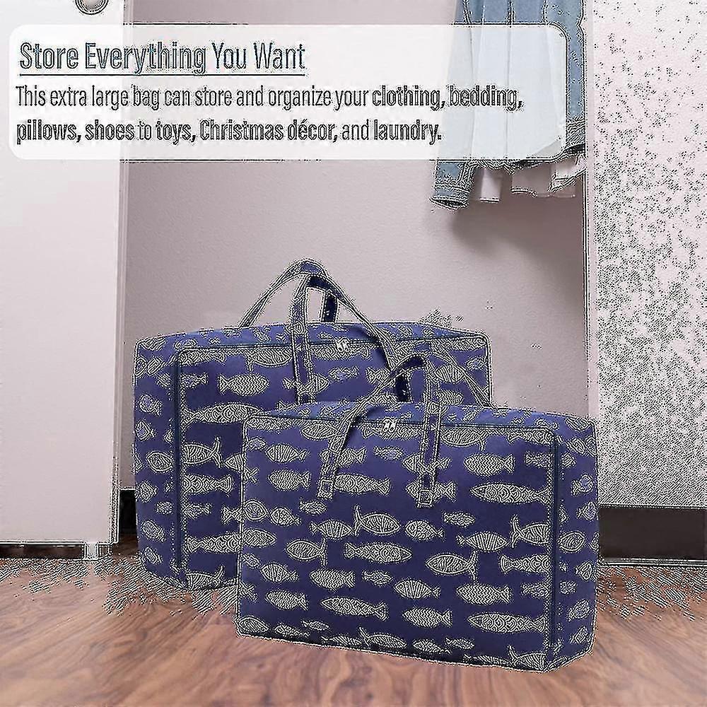 Storage Tote With Zippers & Carrying Handles, Heavy-duty Moving Bags - GXCC