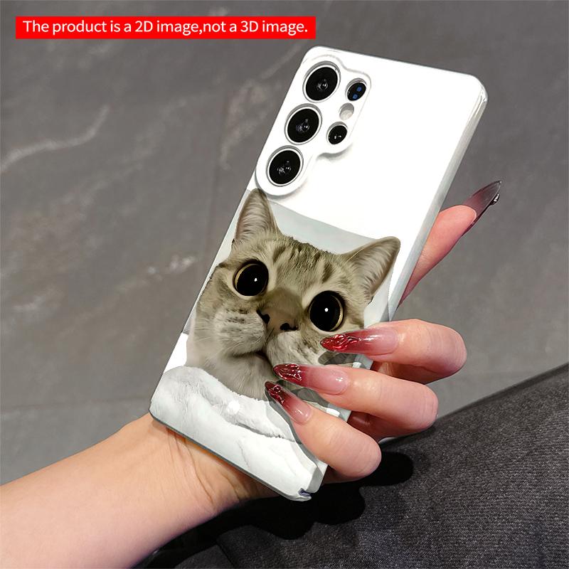 2DFlat Samsung phone case Wide-Eyed Cat in Bed Phone Case Applicable to Galaxy S22 S23 S24 S25ULTRA S26 A12 A13 A14 A15 A16 A34 A35 A54 A55