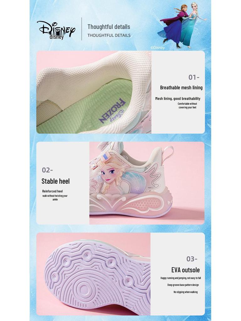 Детские спортивные кроссовки для девочек с подсветкой - Зимние 2025 года, модные кожаные спортивные туфли с вращающейся пряжкой и мультяшным дизайном