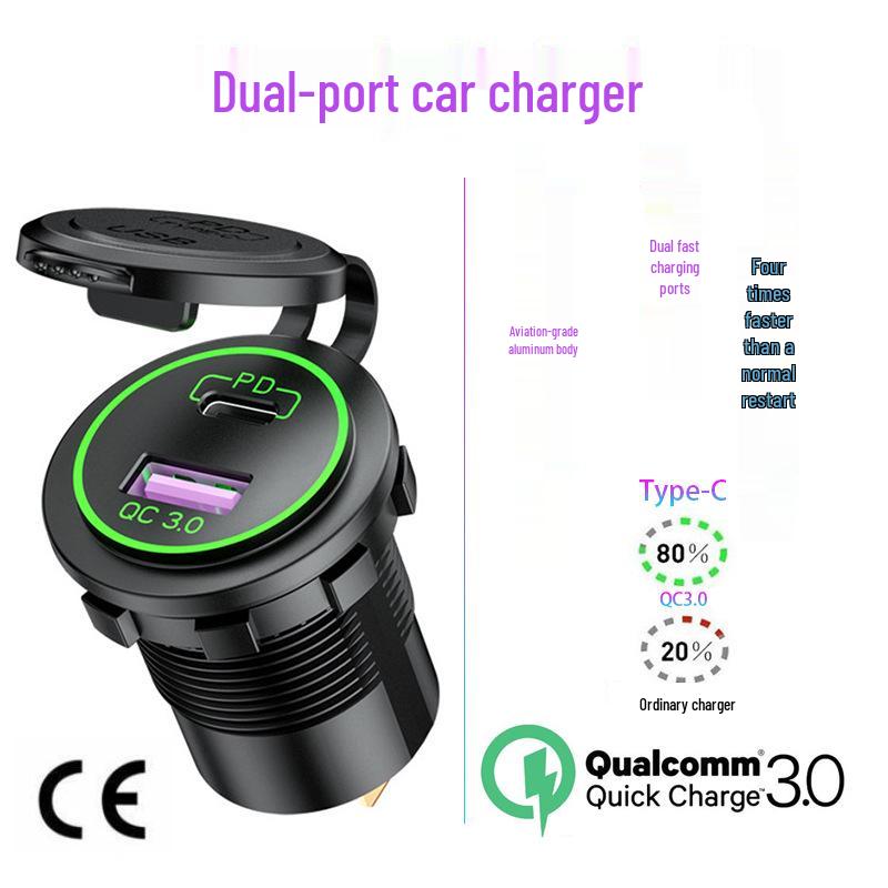 Type C & QC3.0 Charger for Motorcycles, Boats, & Cars