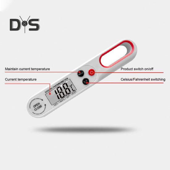Пищевой термометр, складной длинный зонд, быстрый точный цифровой дисплей, термометр для мяса для кухни, барбекю, гриля