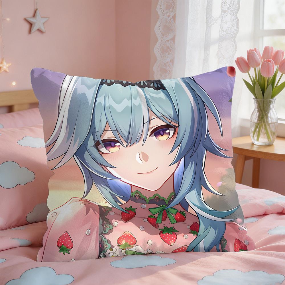 Eula Genshin Game Cushion Cover Short Plush Pillow Case Room Sofa Cushion Covers Home Decor Funda