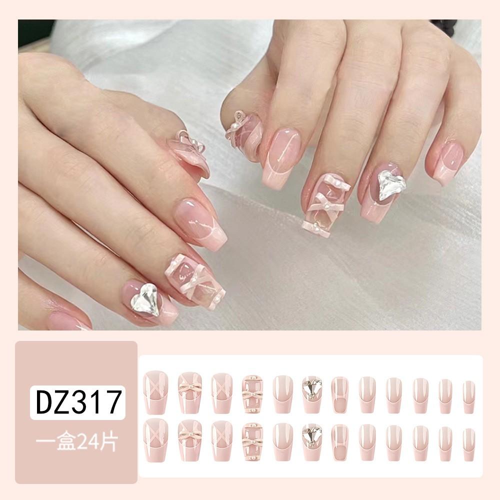 24 шт. Длинные накладные ногти Накладные ногти Блестящие маникюрные патчи для ногтей 10 мл