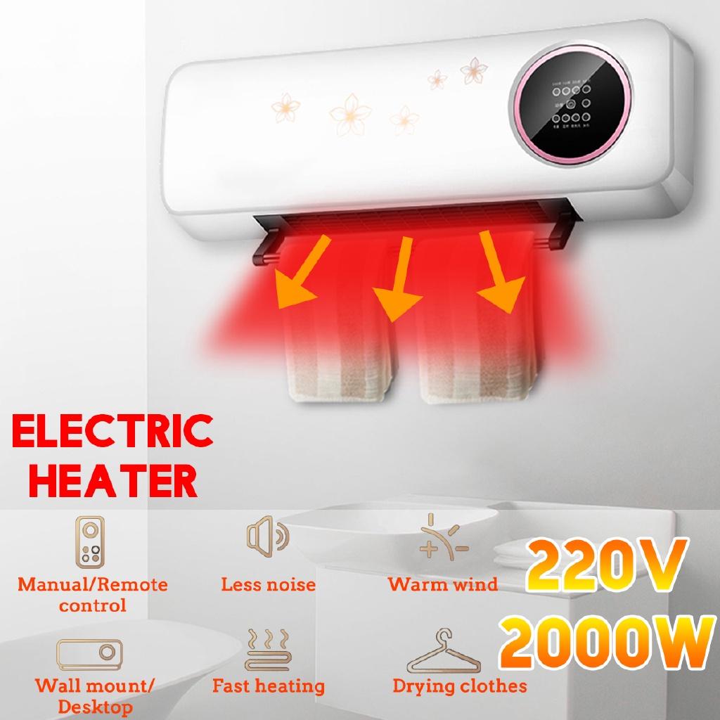 2000 Вт 3 скорости Настенный электрический обогреватель Водонепроницаемый Пульт дистанционного управления Машина для кондиционирования воздуха Экономия тепловой энергии