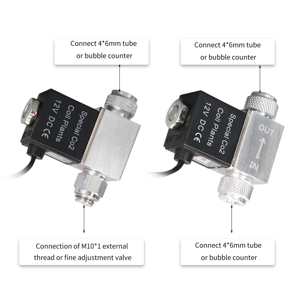 Solenoid Valve for Aquarium CO2 System Regulator DC 12V Output Connect M10*1 External Thread Noiseless Low Temperature Version