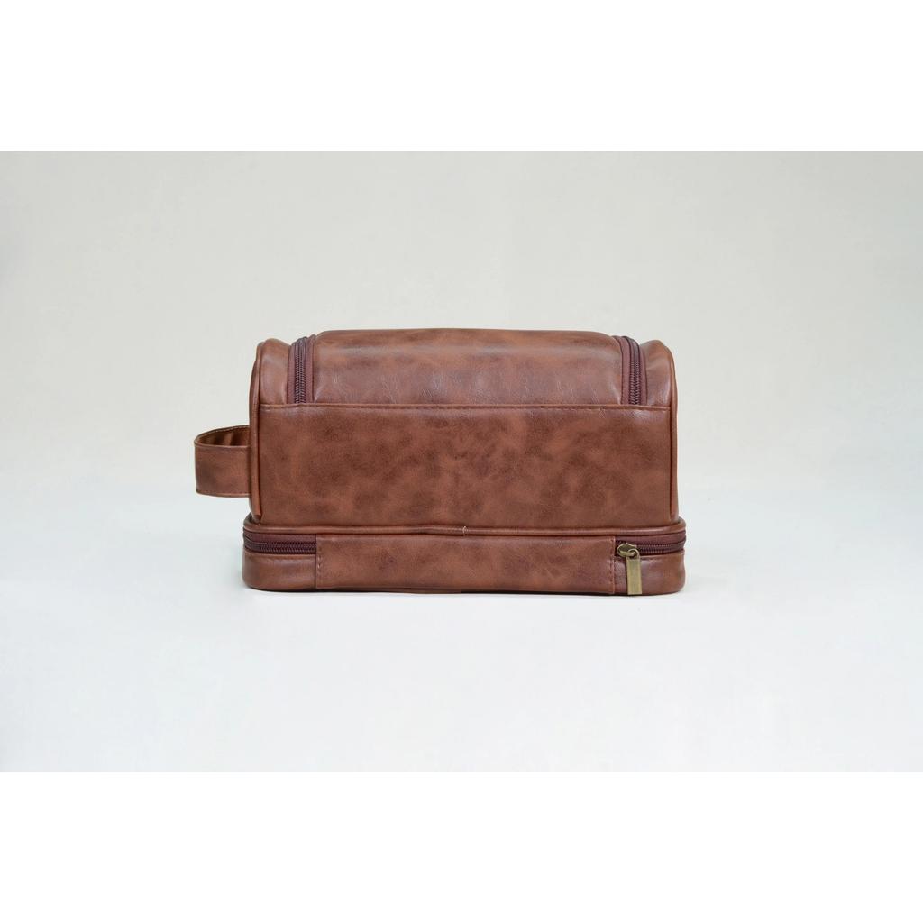 Toiletry Bag, Mens Leather Travel Organizer Kit with Hanging Hook, Large Water-resistant Toiletries Bathroom Shaving Bags