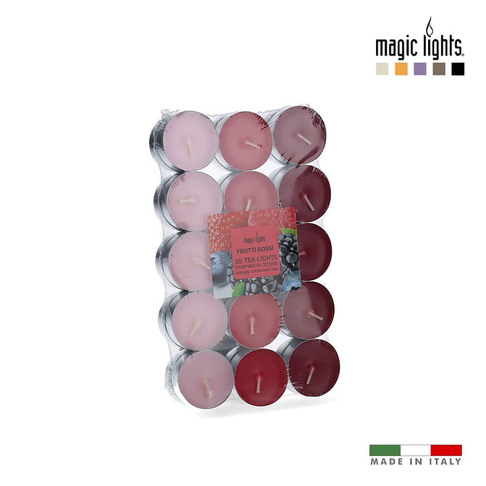 pack 30 unid. velas con aroma frutos-rojos 3,7cm magic lights