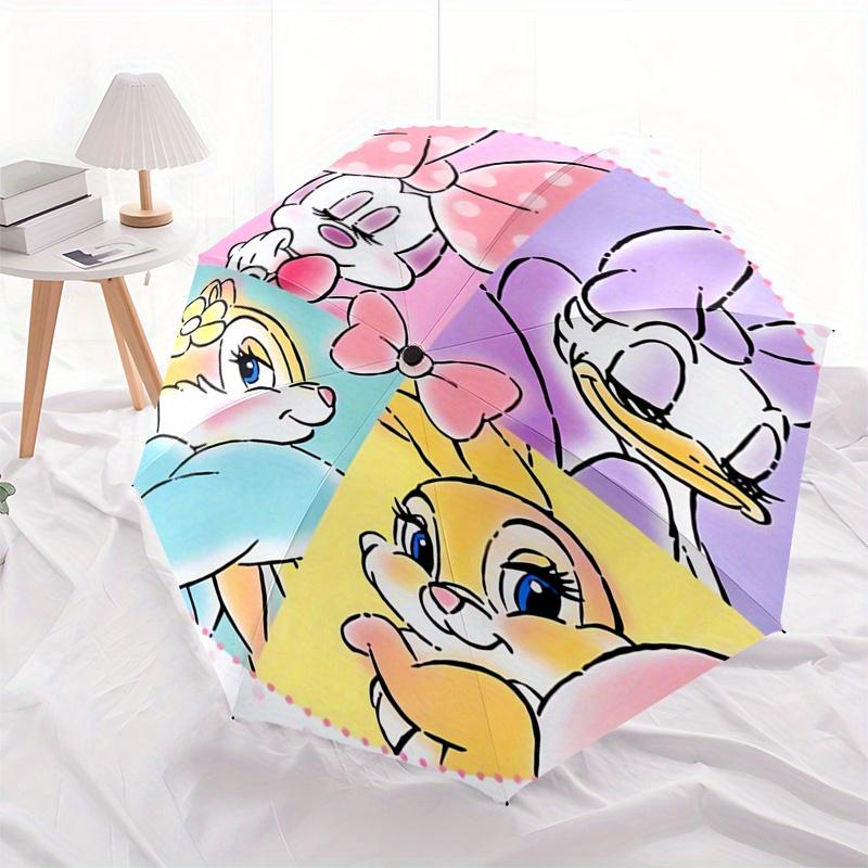 1pc Minnie Mouse,Daisy Duck Automatic Folding Umbrella: Compact 8-Bone Design Cartoon Outdoor Travel Companion, Business Umbrella, Christmas