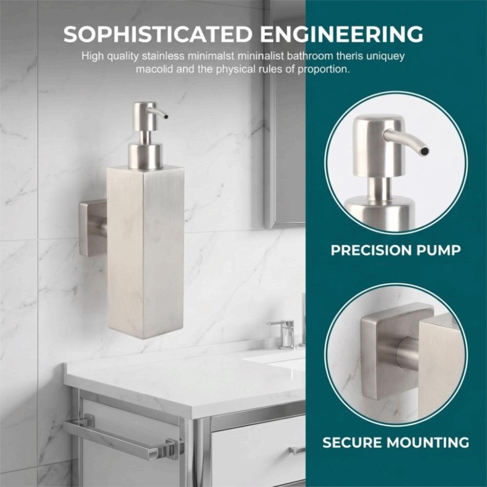 Square Shape Liquid Soap Dispenser Lotion Dispenser Bathroom Kitchen Public Restroom
