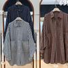 we1116 autumn new women's lapel Japanese cotton shirt loose shirt top cardigan literary plaid long sleeve