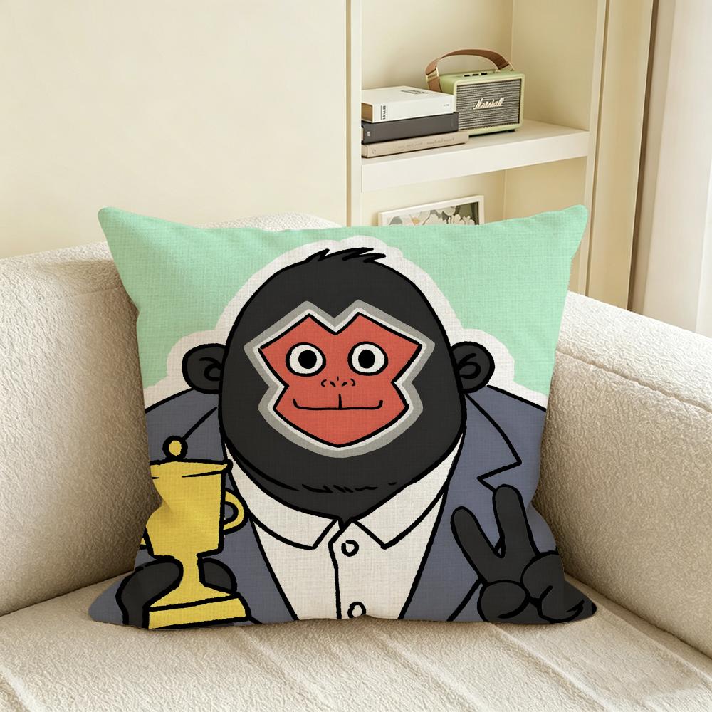 R-Rampage Unlucky Monkey Cushion Cover Natural Linen Pillowcase Set, All-In-One Decor For Sofa, Bedroom & Chair