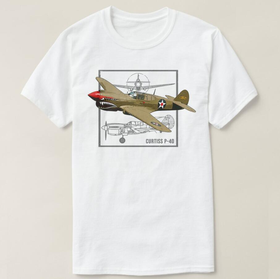 Curtiss P40 Warhawk Fighter Plane Men TShirt Short Sleeve Casual Cotton ONeck Summer Men Clothing