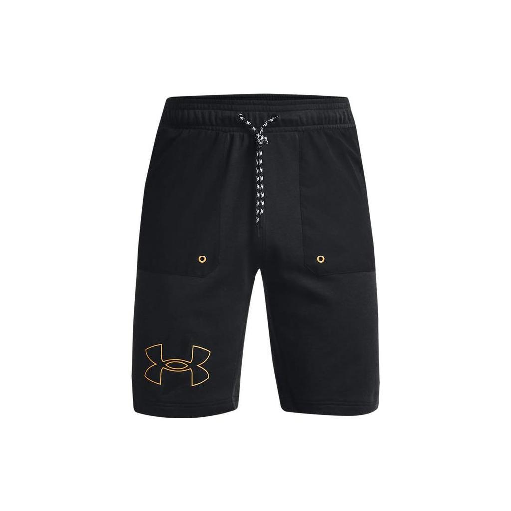 Under Armour Logo Print Drawstring Elastic Waist Straight Leg Shorts Men Shorts Black 1366408-001