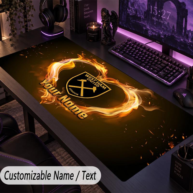 Large Mouse PadWest Ham United football Custom Name Text Personalized Desk Mat Non Slip Gaming Pad