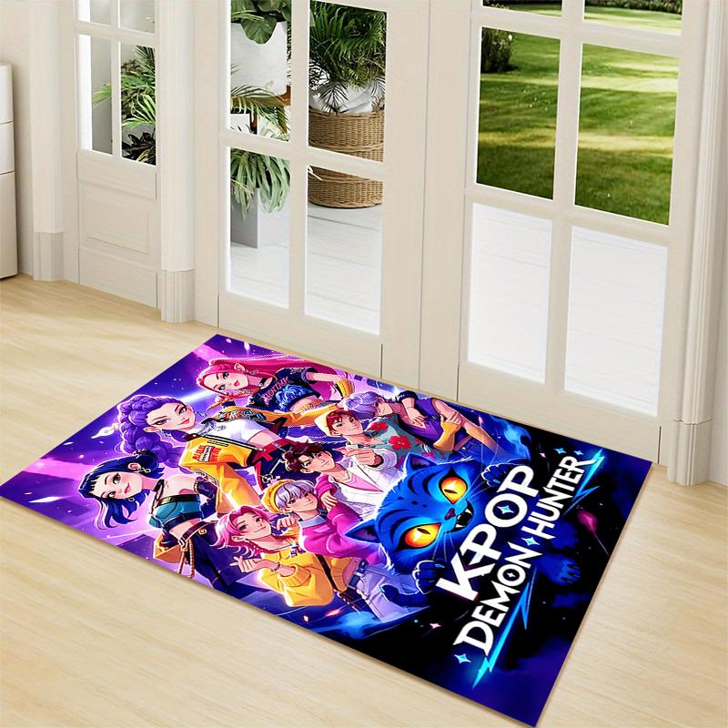 Kpop Demon Hunter Carpet Rug Soft Washable Antislip Home Living Room Sofa Mats Personalized Christmas Rug