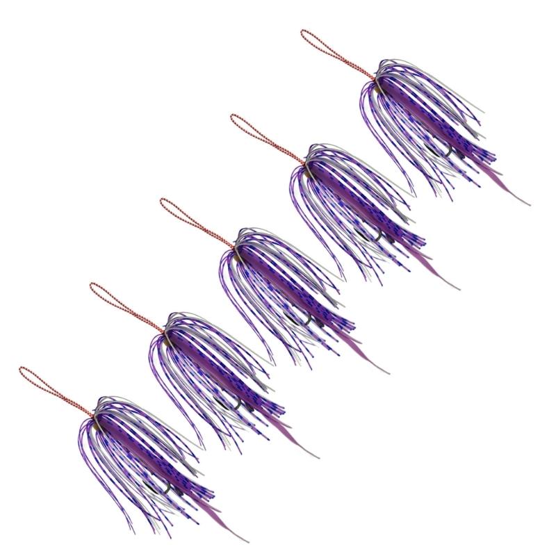 5 Pack High Carbon Steel Double Jigging Assist Hook Saltwater Fishing Hook Replacement Hook Vertical Jigs Lures Hook Set