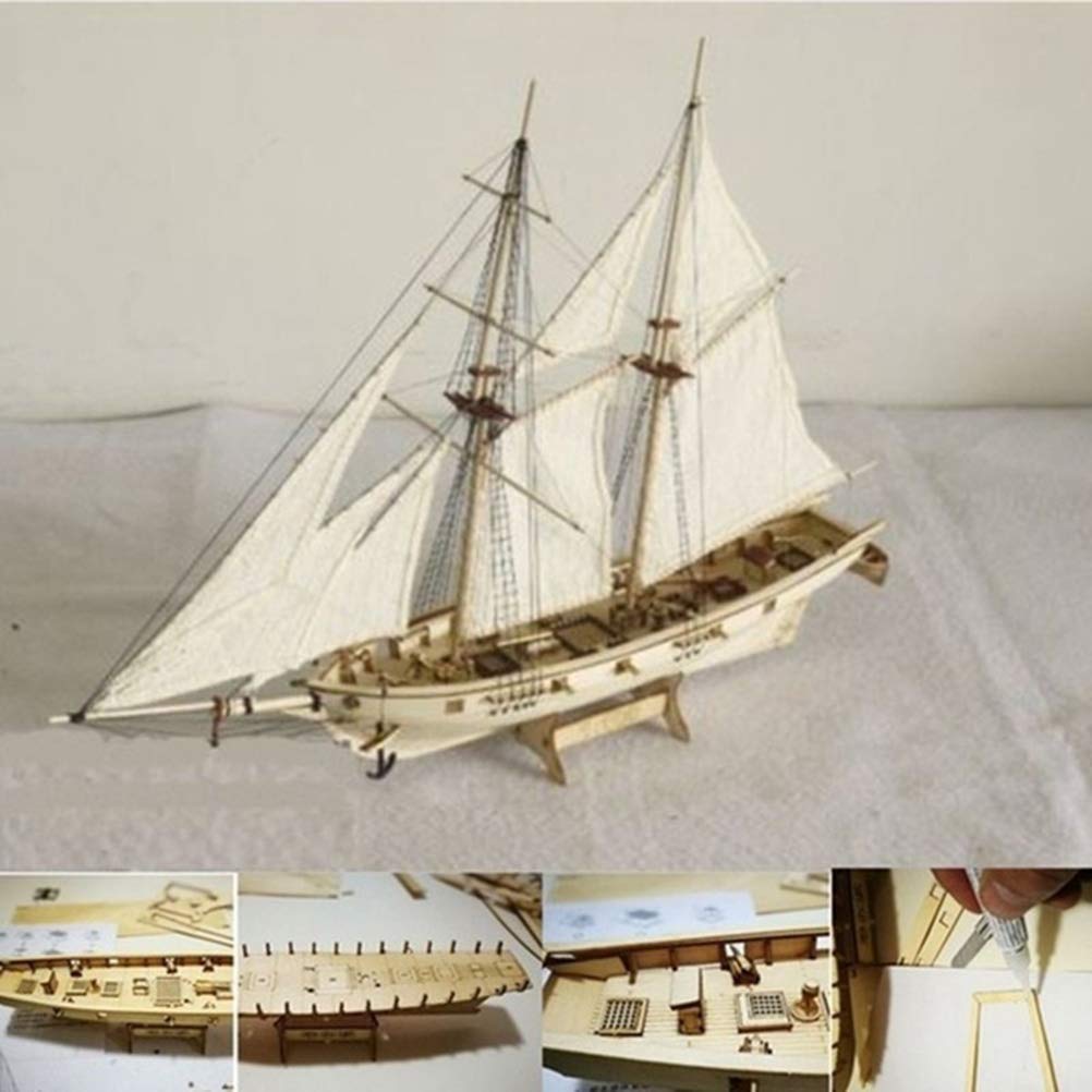Excras Wooden Ship DIY Wooden Sailing Ship Hobby Wood Ship Model Sailing Ship Wooden Model Home DIY Model Decoration Boat Gift Toy for Kids Model,
