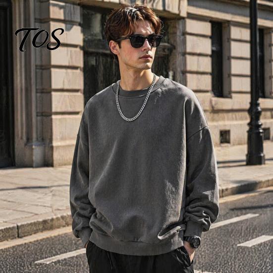 Breathable Workout Apparel Men Long Sleeve Sweatshirt, Loose Fit Pullover Shirt, Solid Outdoor Travel Clothing Color Crew Neck Sweatshirt for