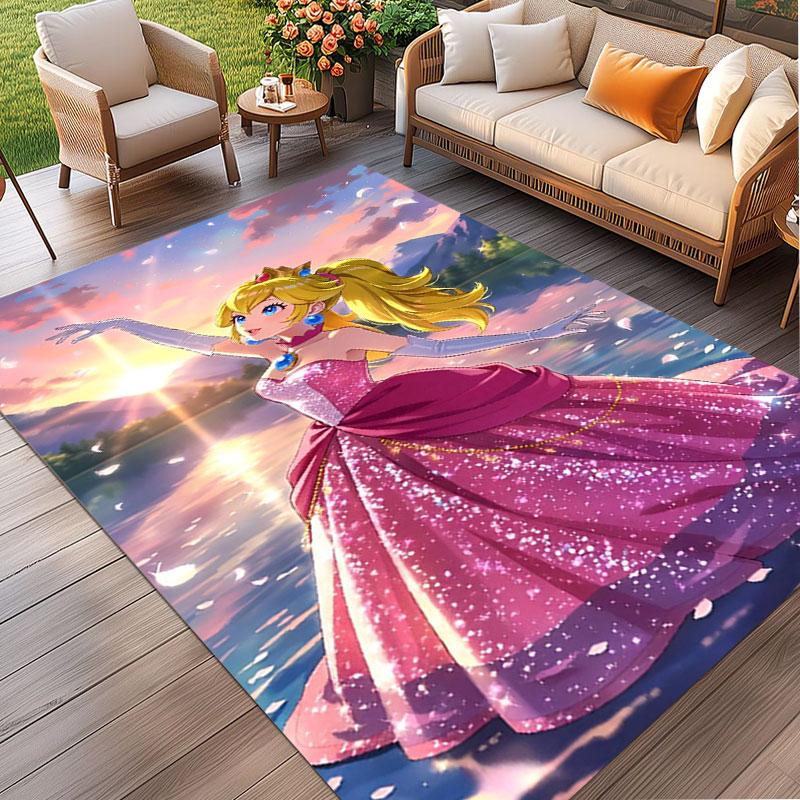 Princess Peach Toadstool Print Rug, Washable Floor Carpet, For Entryway Dorm Laundry Room Office Study, Home Decor Birthday Christmas Gift