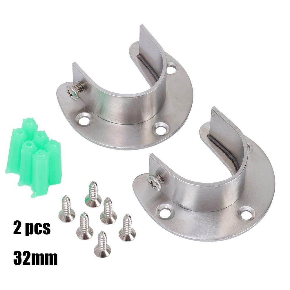 2PCS with Screws Flange Seat Thick Closet Rod Brackets Durable Furniture Hanger Rail