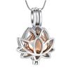 Stainless Steel Hollow Jewelry Heart Shaped Pendant Necklace Lotus Flower Shape Jewelry